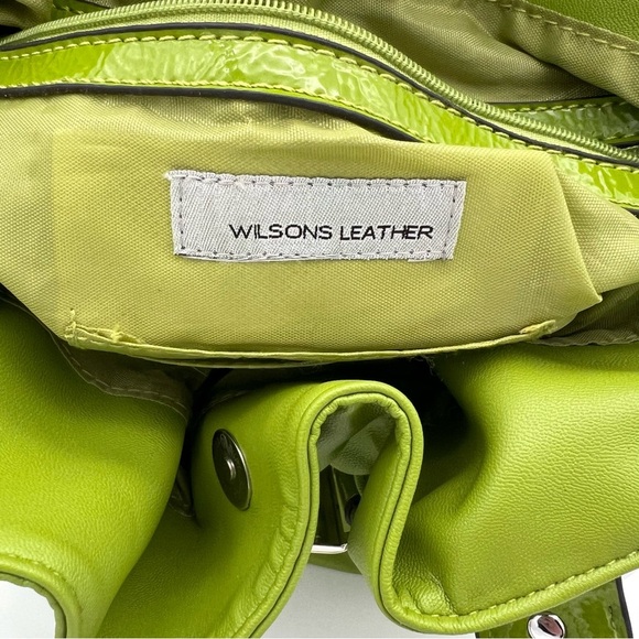 Wilsons Leather Lime Green Belted Shoulder Bag Y2K Style Silver Hardware - Picture 2 of 11